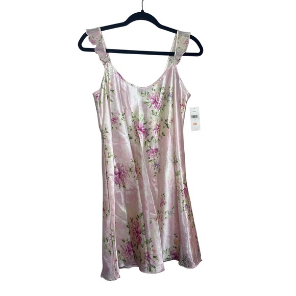Oscar de la Renta Other - Oscar de la Renta Pink Label Floral Satin Chemise Nightgown Ruffle Strap S NWT